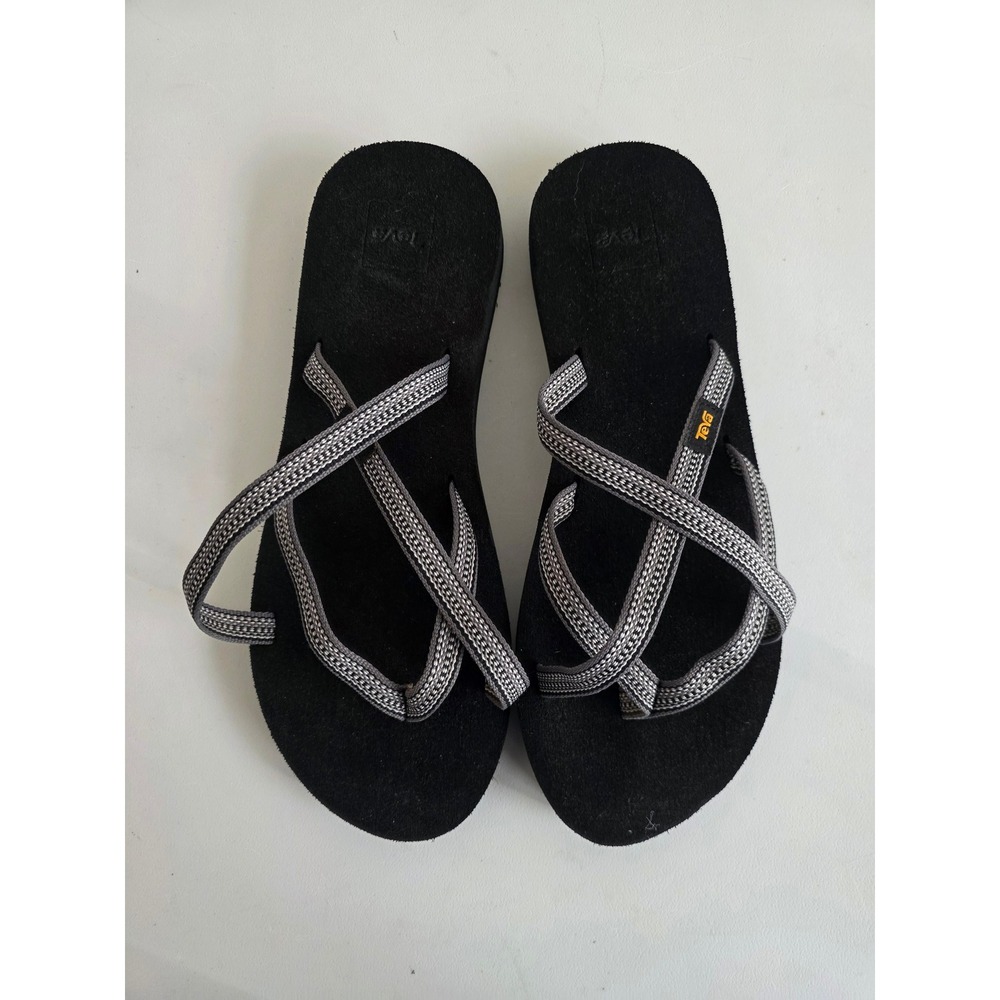 Teva Olowahu Flip Flop Crisscross Strappy Gray Sandals Foam Sole Size 10